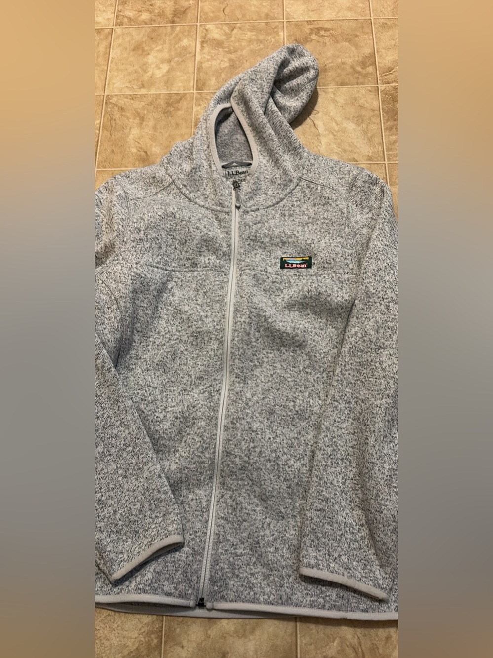 LL Bean Women’s Gray Full-Zip Hooded Fleece Jacket